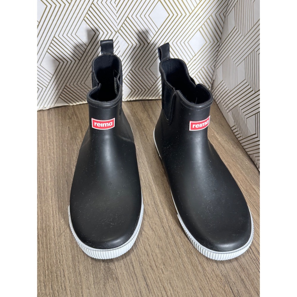 Reima Kids Black Waterproof Ankle Rain Boots Rubber Chelsea Size 38 US 6 6.5
